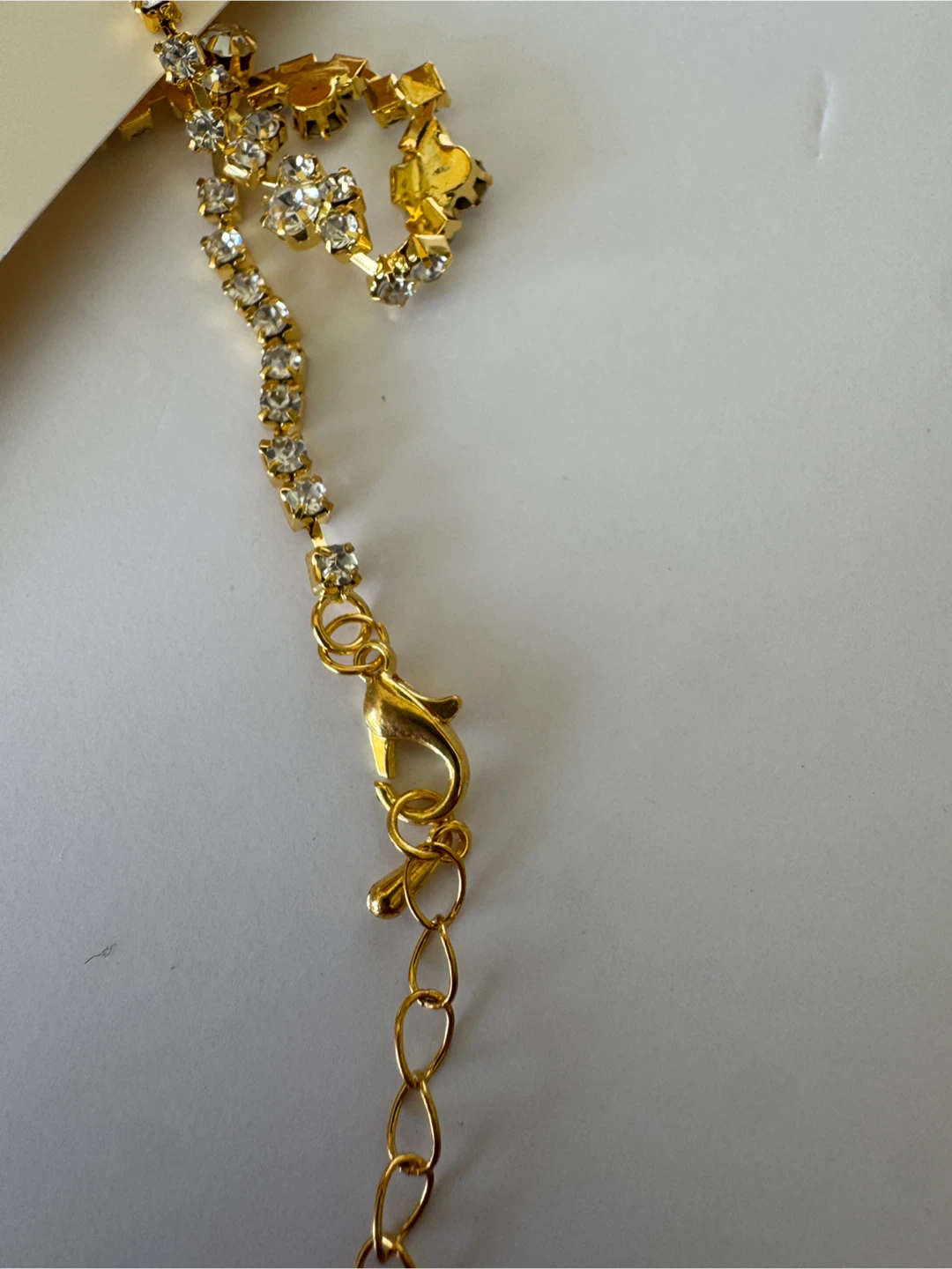 Gold tone rhinestone necklace and bracelet set - photo 4