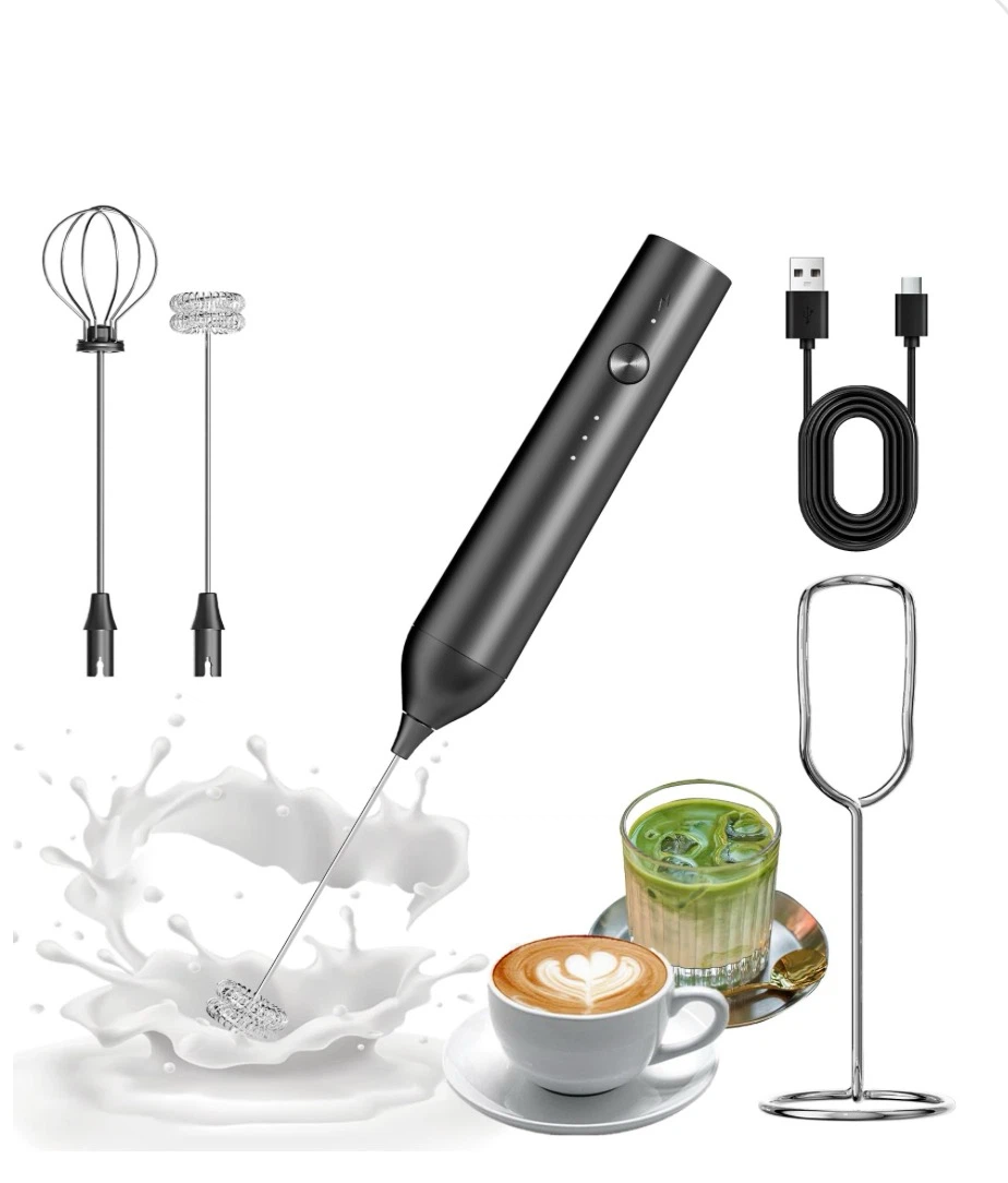 Rechargeable Electric Milk Frother with Attachments