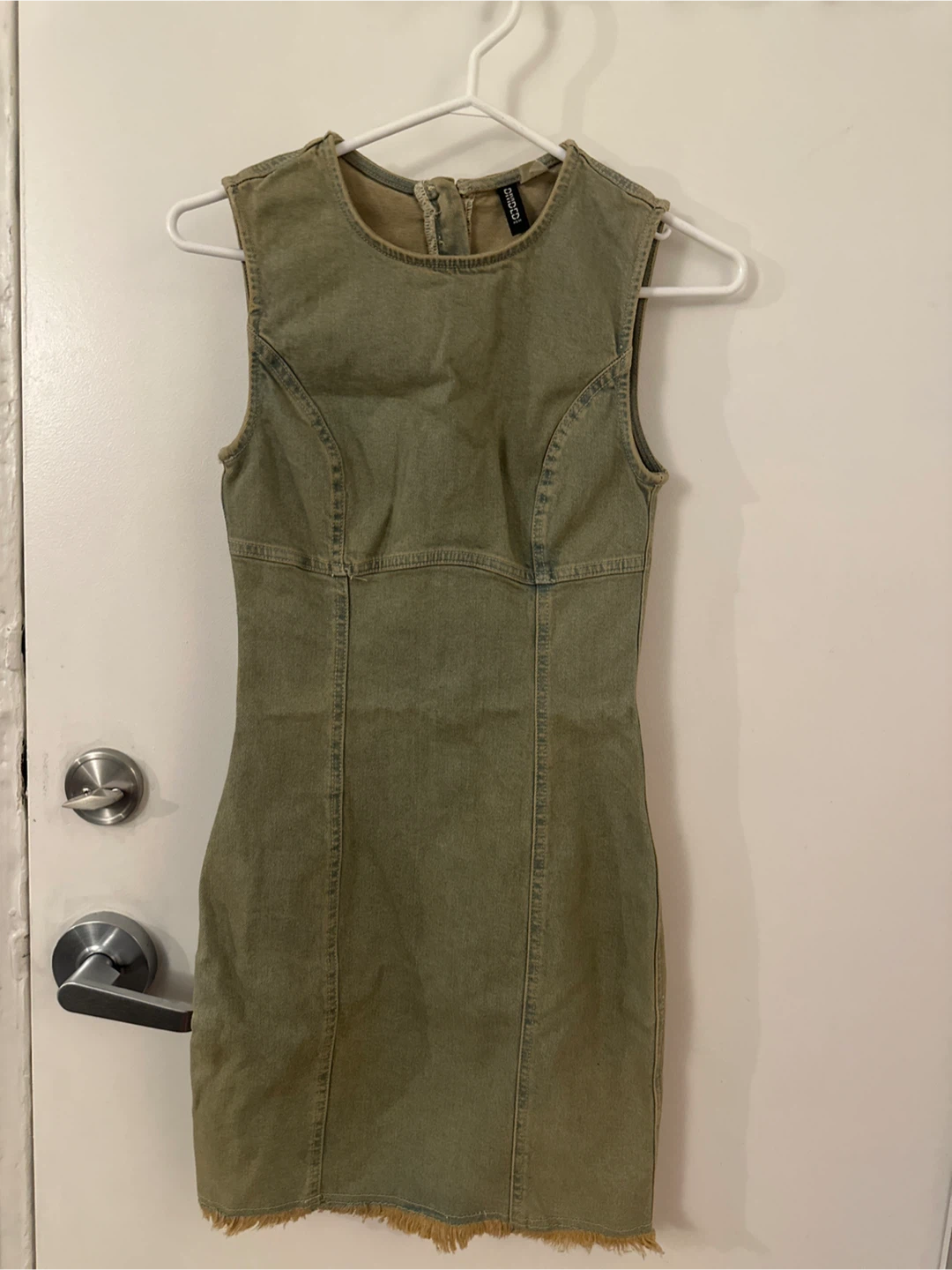 Sleeveless Green Denim Dress