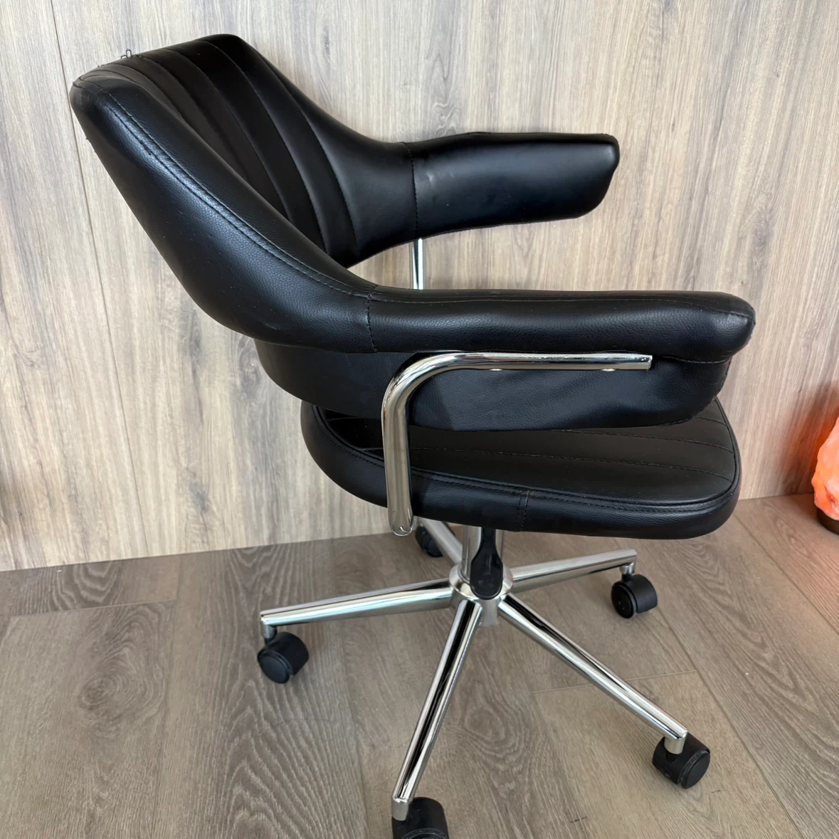 Black Faux Leather Office Chair - photo 4