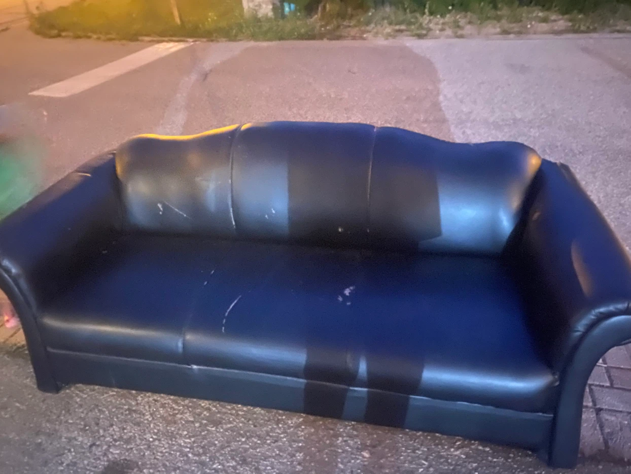 Black Faux Leather Sofa
