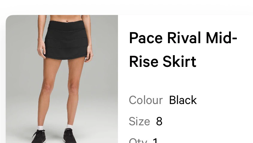 Lululemon Pace Rival Mid-Rise Skirt Black Size 8