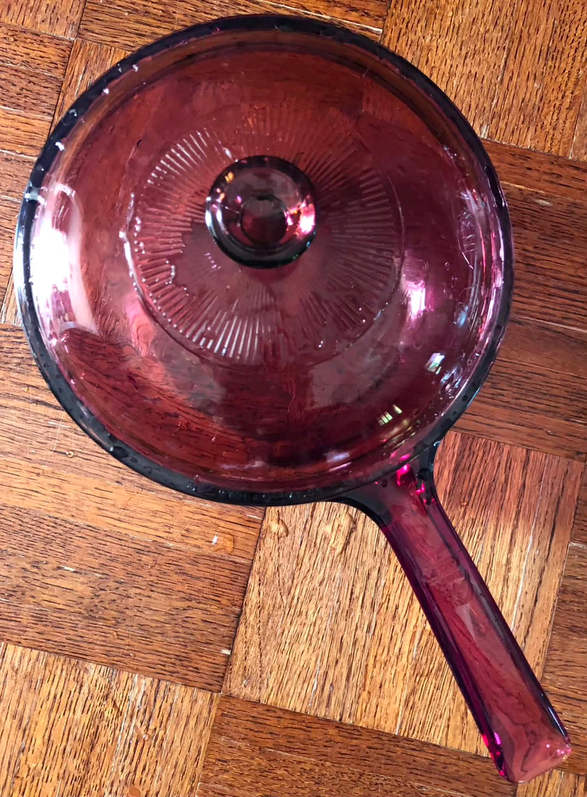 Vintage Amethyst Glass Saucepan with Lid
