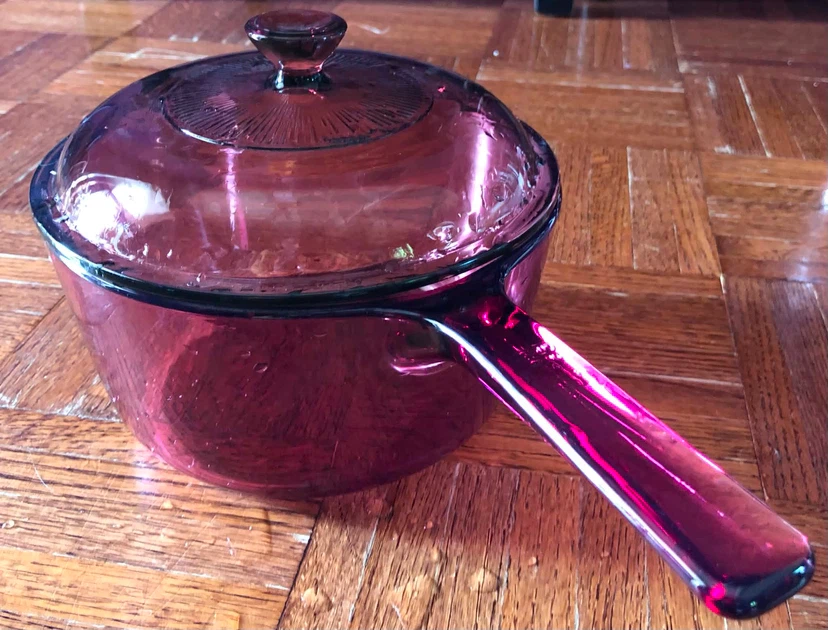 Vintage Amethyst Glass Saucepan with Lid - photo 2