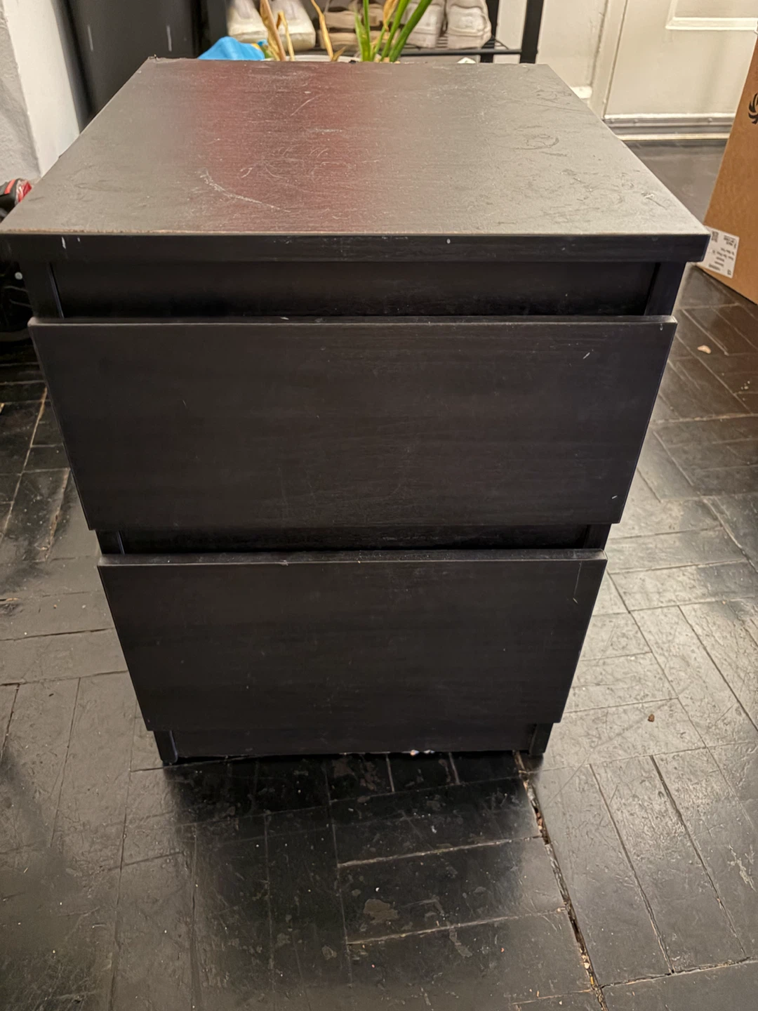 Black 2-Drawer Nightstand