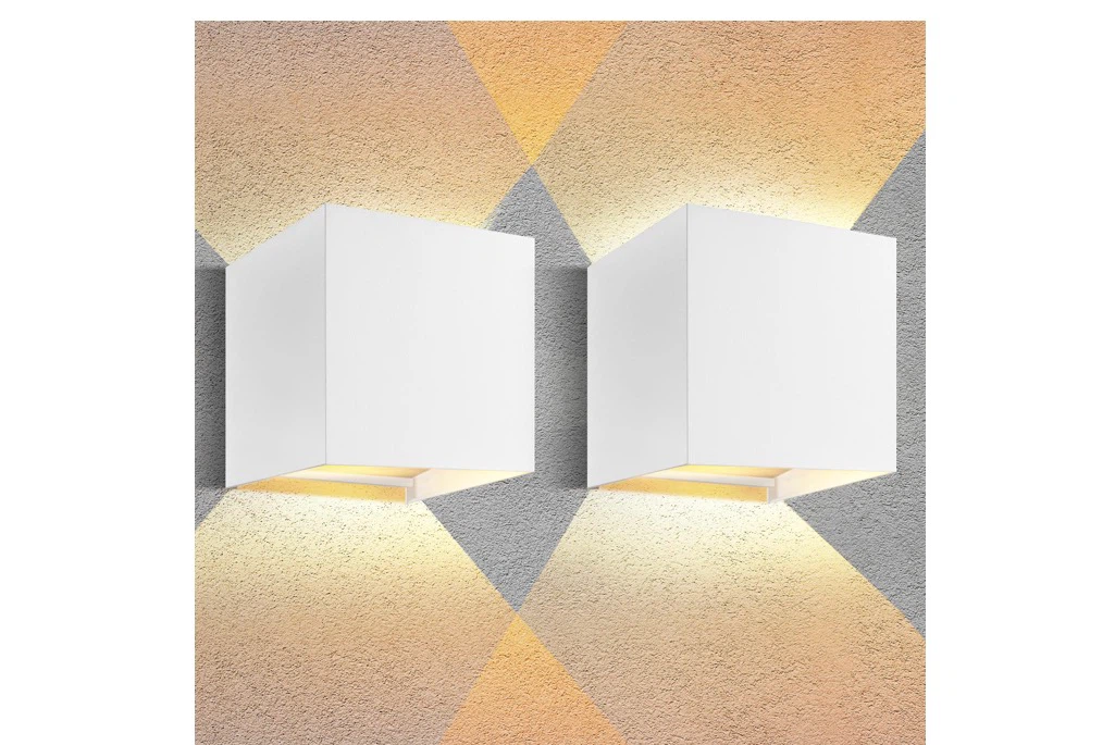 Set of 2 White Cube Wall Sconces