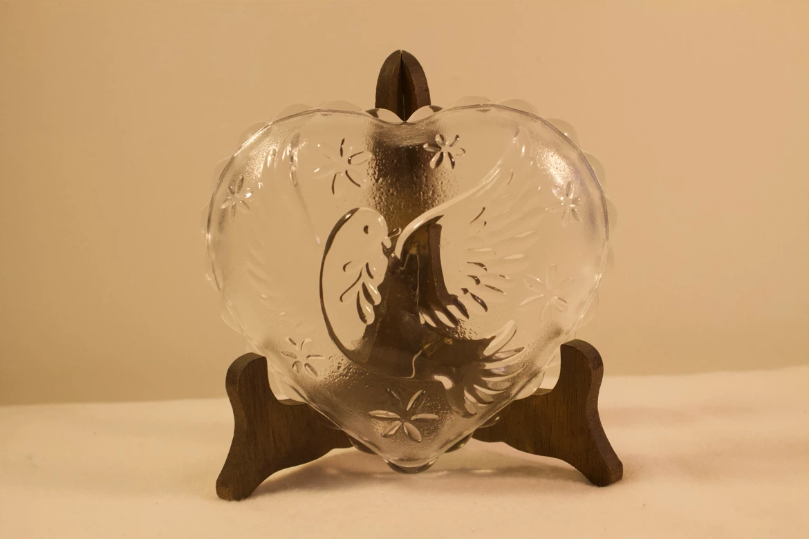 Vintage Heart Shaped Dish with Doves and Leaves - photo 2