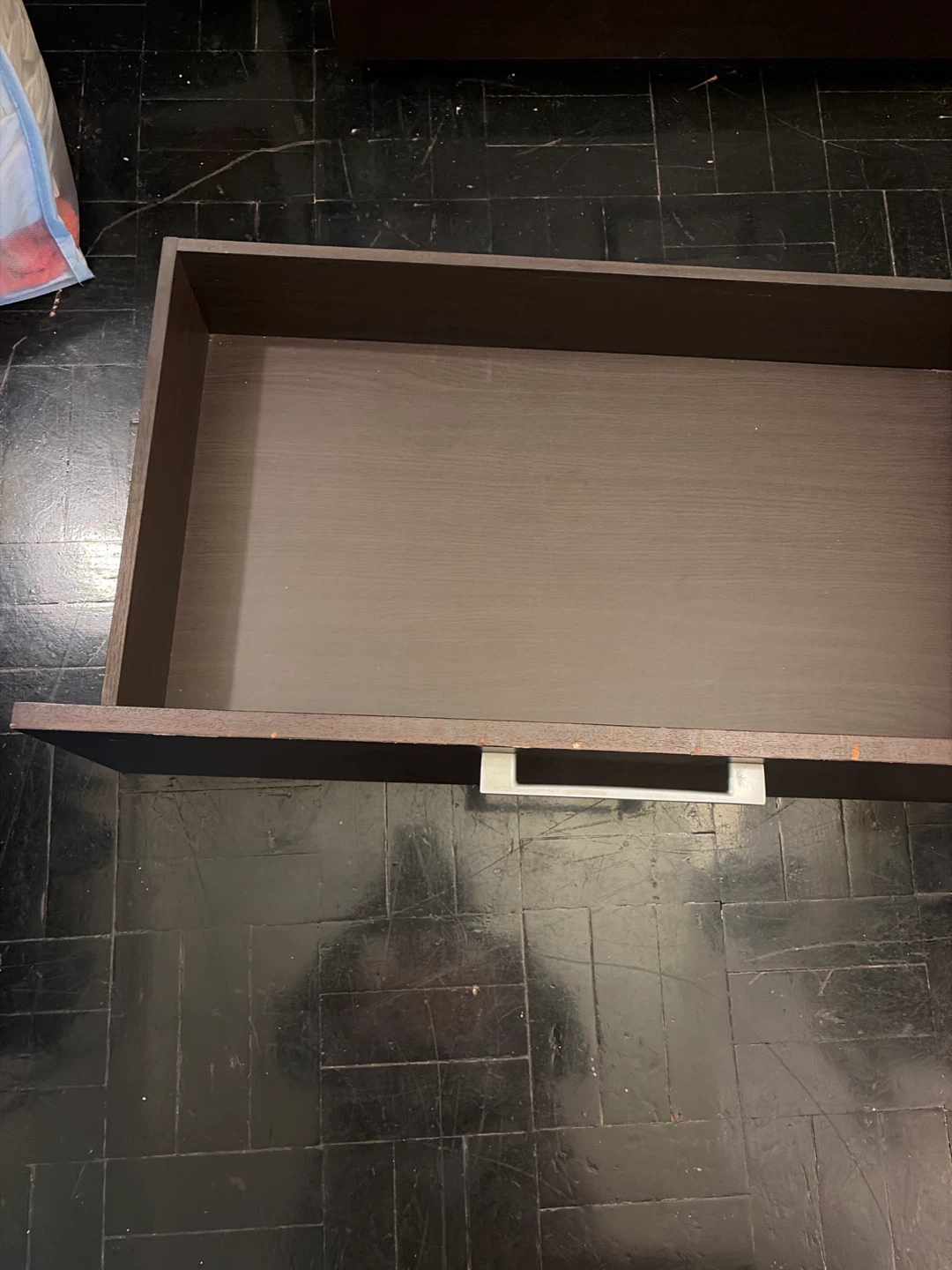 Dark Brown Drawer with Metal Handle