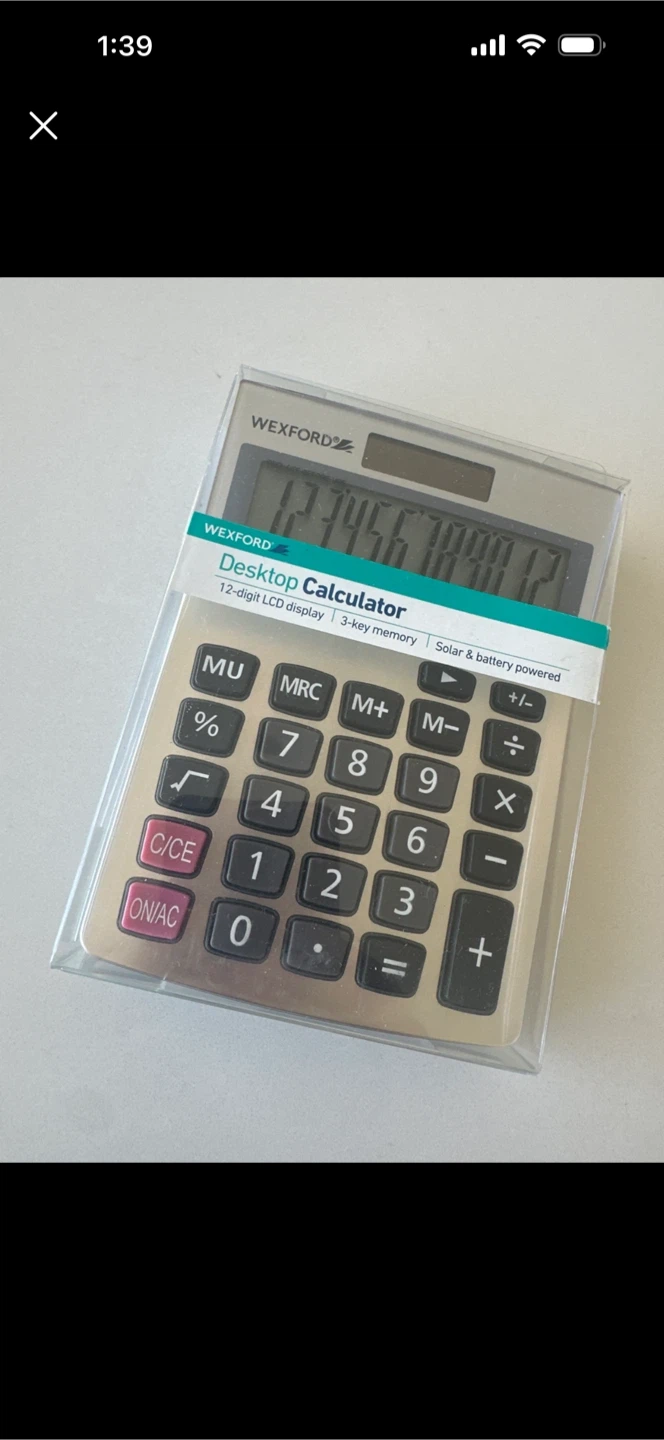 Wexford Desktop Calculator - Solar & Battery Powered