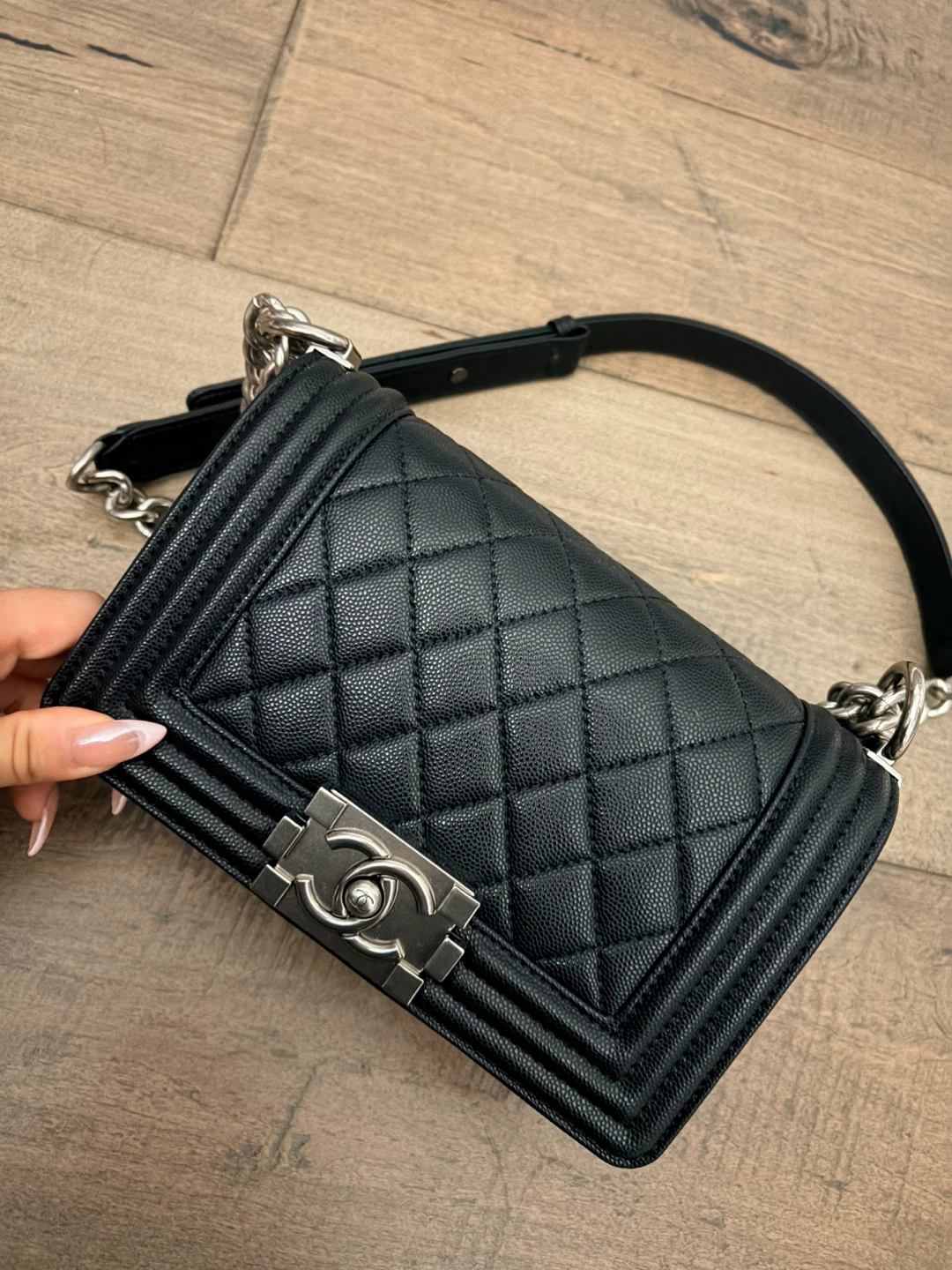 CHANEL Boy Black Quilted Leather Bag