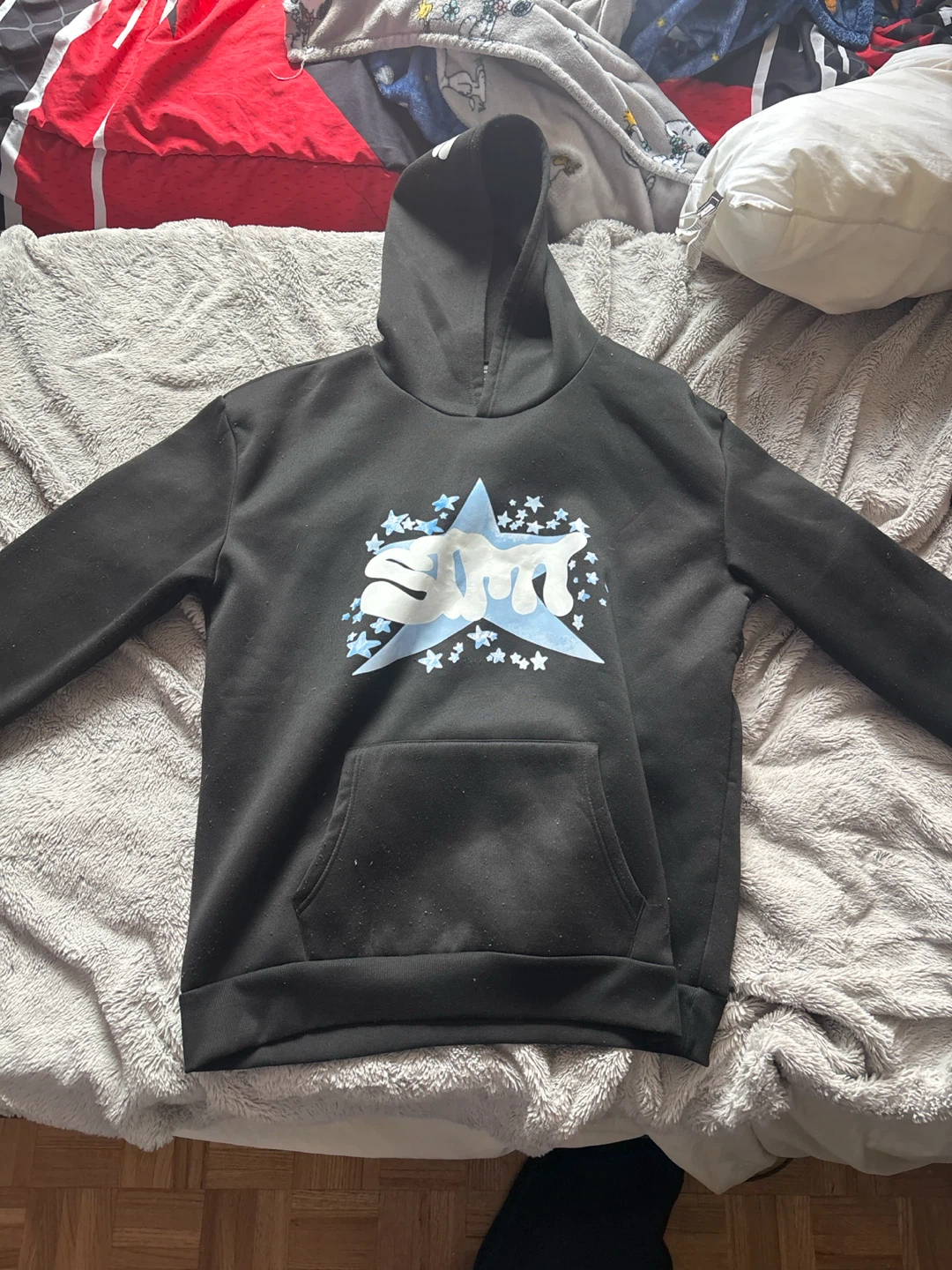 Black Hoodie with Star Graphic