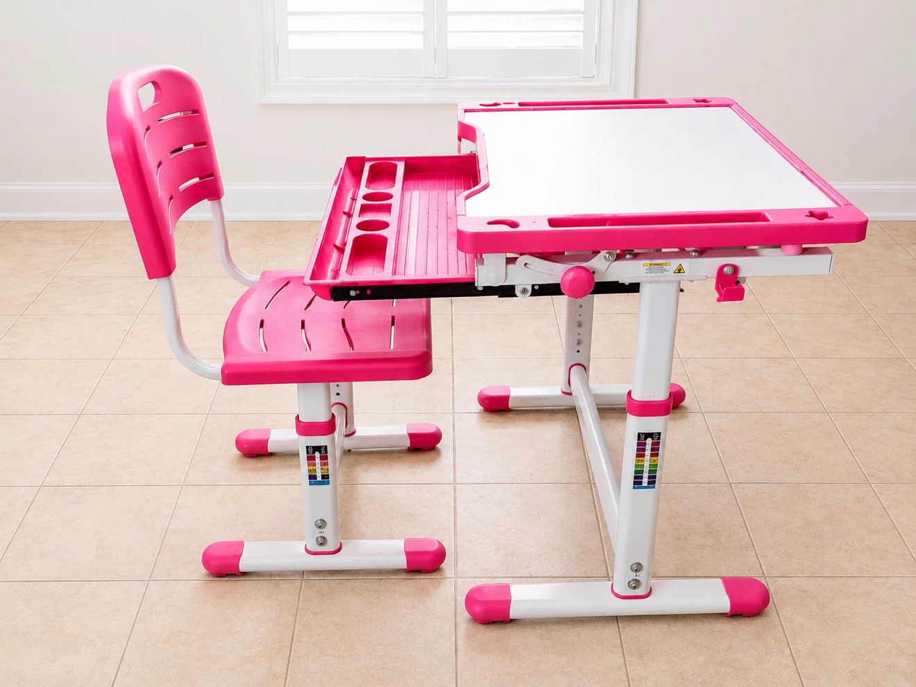 Kids Pink Adjustable Desk and Chair Set - photo 2
