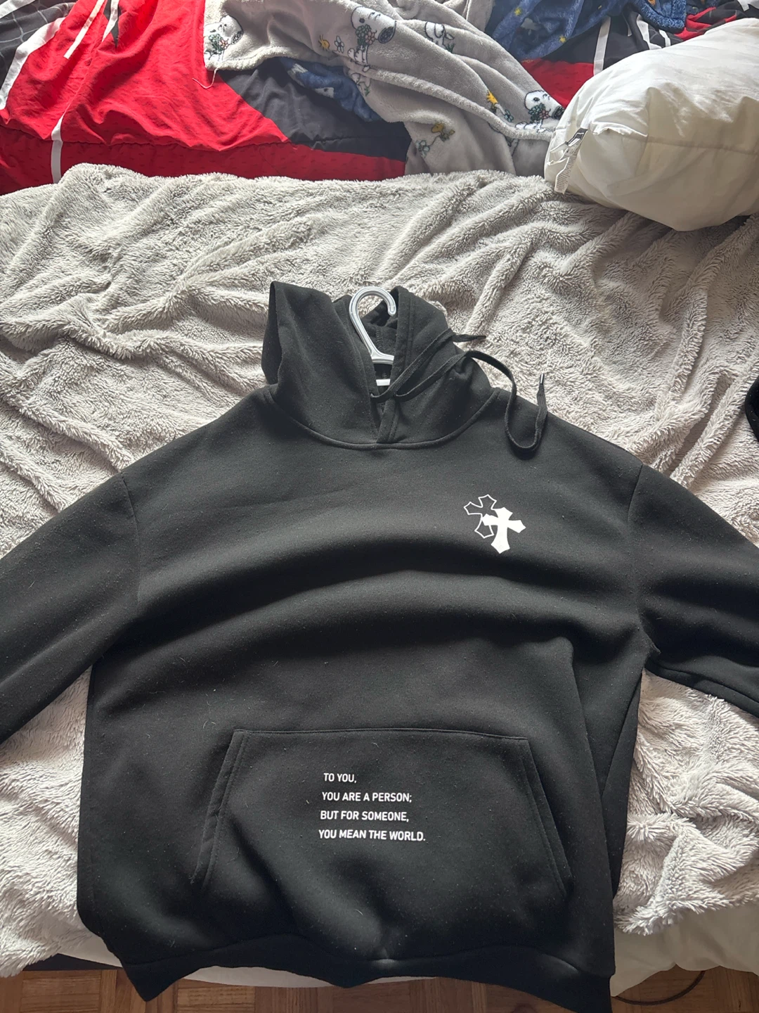 Black Hoodie with Graphic Text