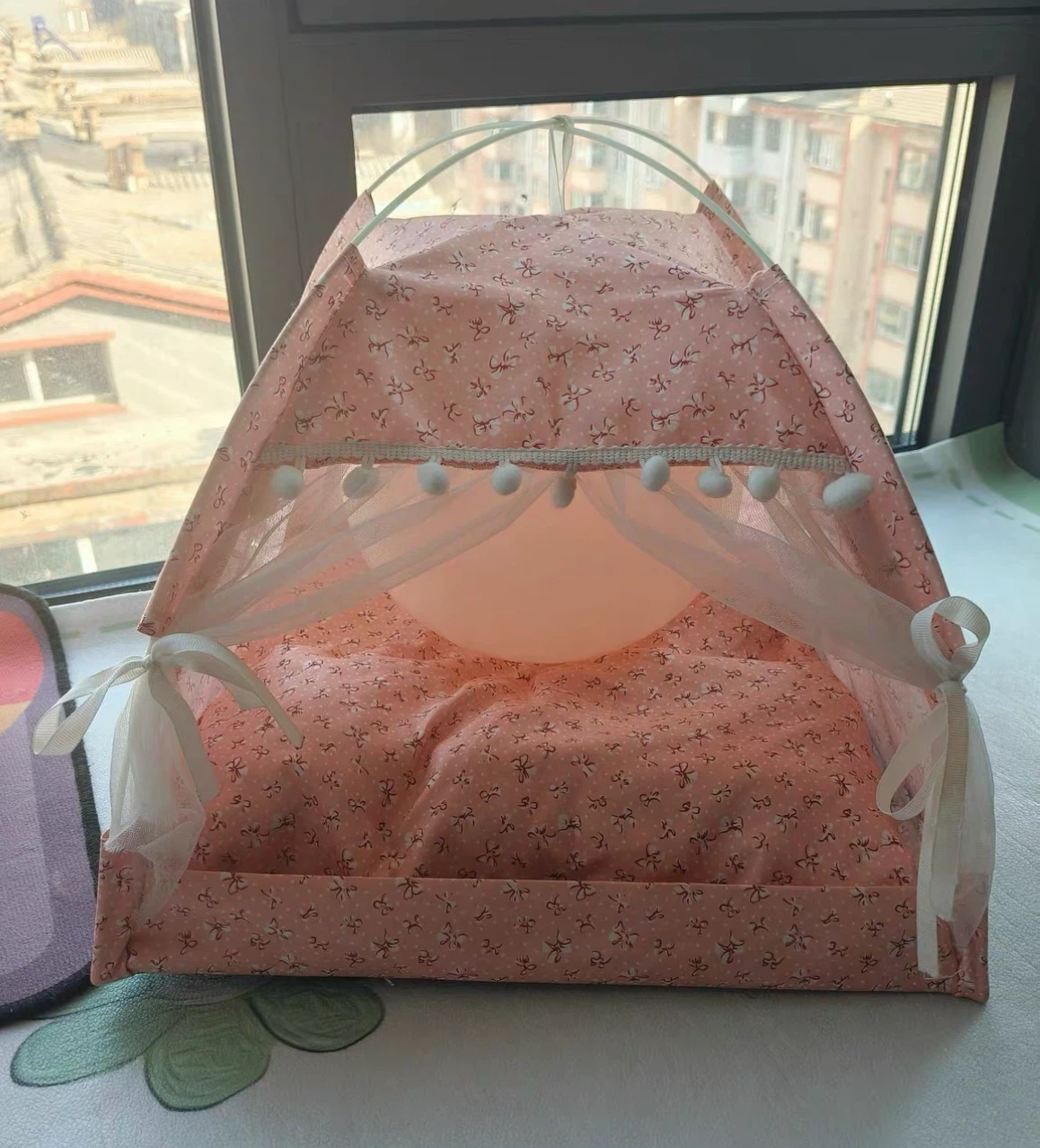 Pink Floral Pattern Indoor Pet Tent