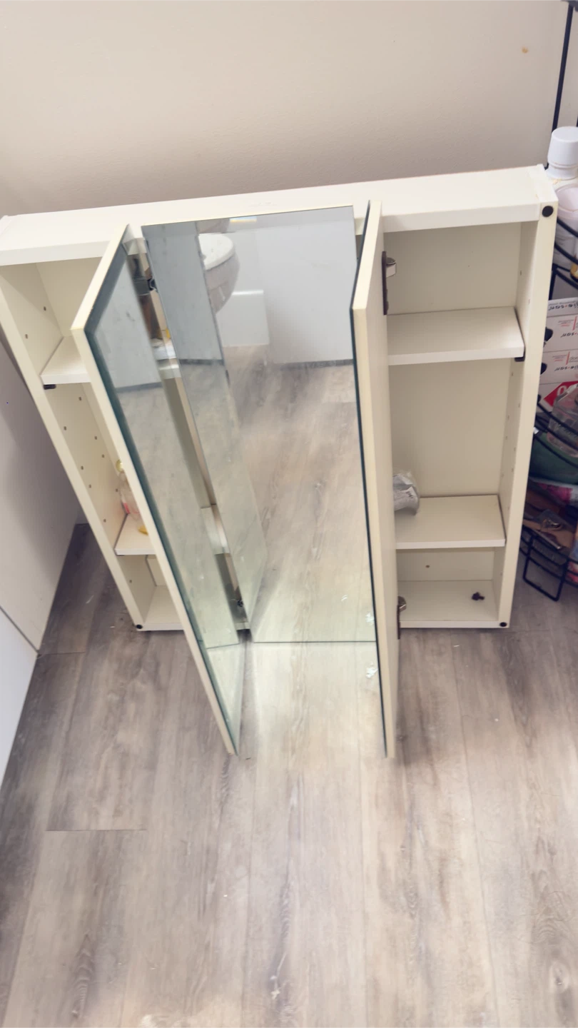 White Mirrored Medicine Cabinet with Shelves