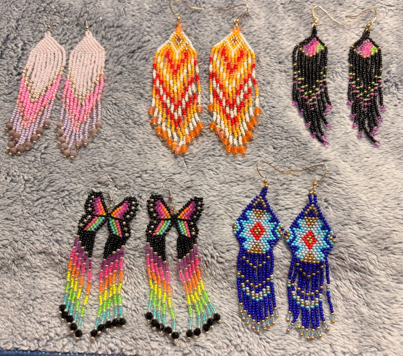 Handmade Beaded Earrings - Butterfly & Fringe Styles - photo 2