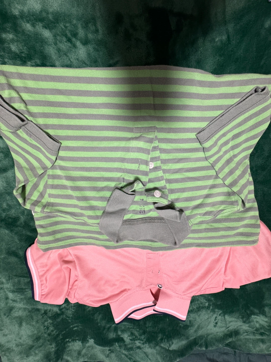 GAP Boys Striped Polo Shirt and Pink Polo Shirt Size L