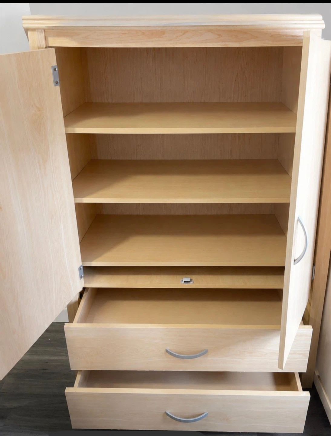 Light Wood Two-Door Wardrobe with Drawers