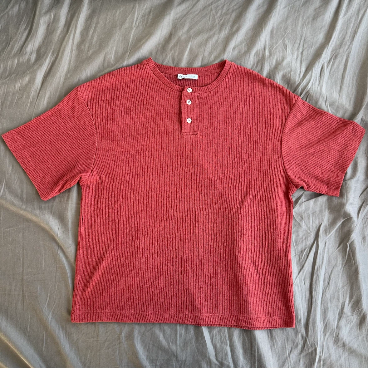 ZARA Ribbed Henley T-Shirt
