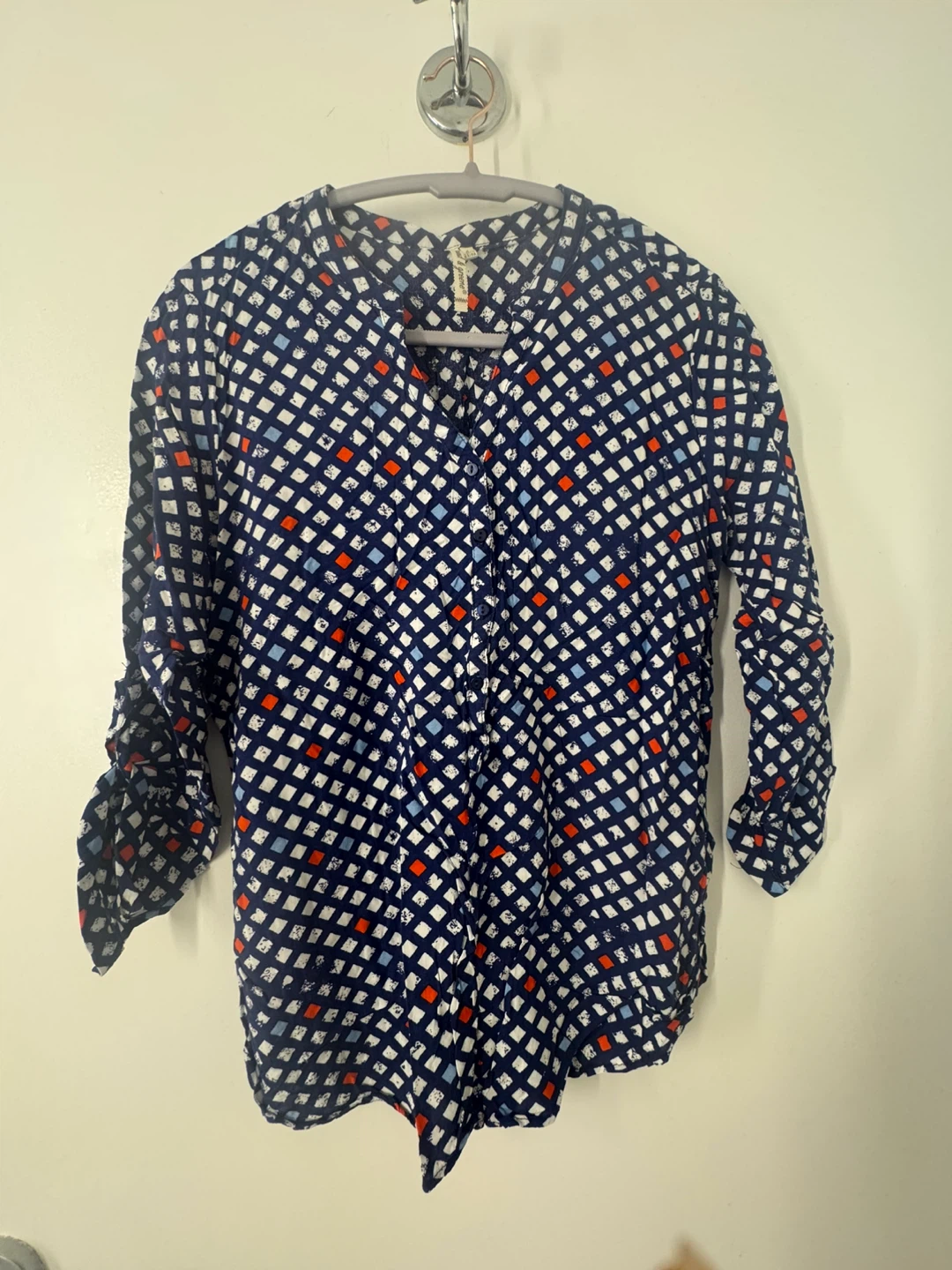 Women's Blue Geometric Print Blouse