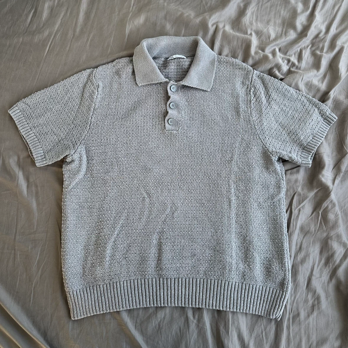 Grey ZARA Knit Polo Shirt