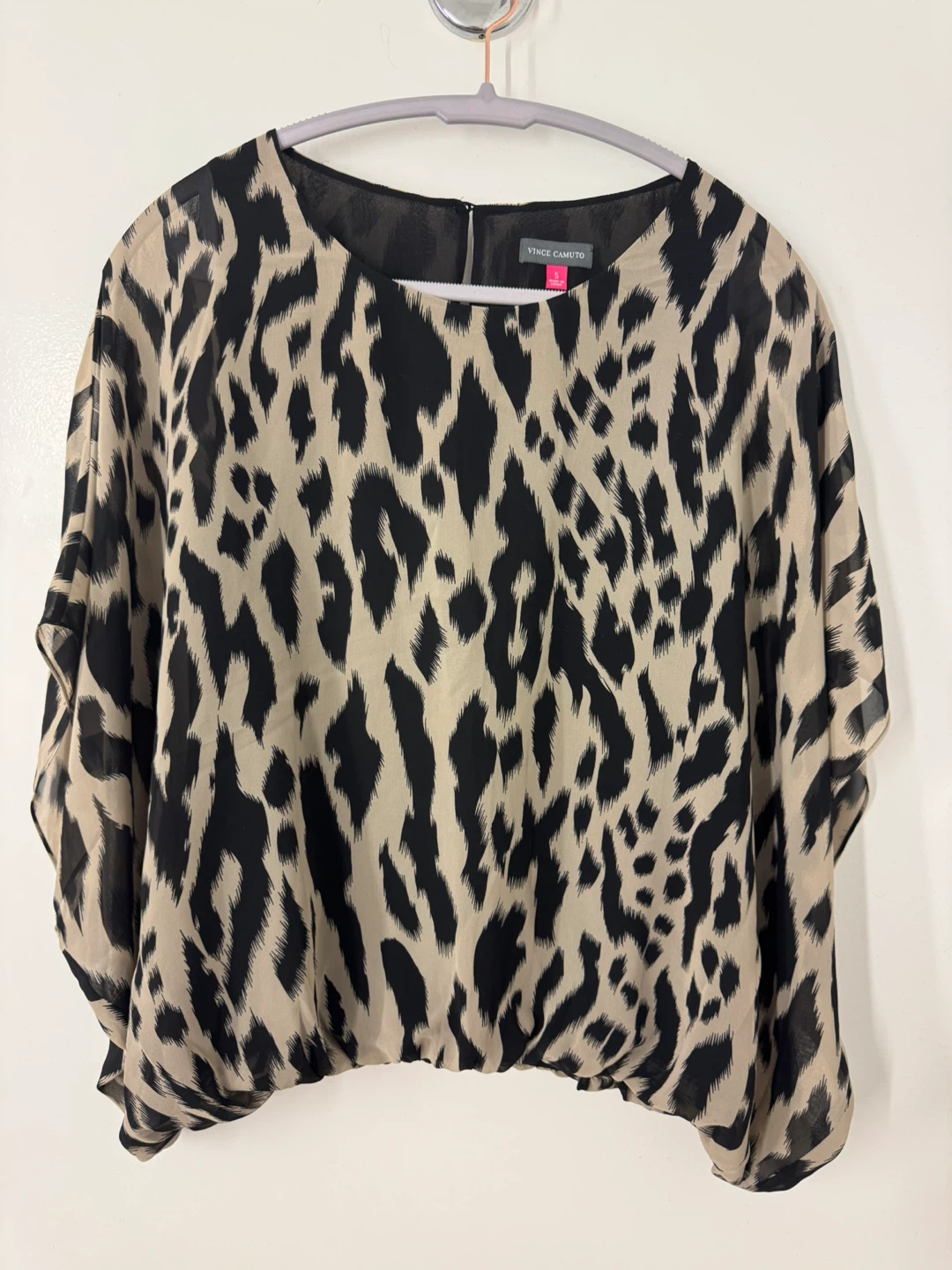 Vince Camuto Leopard Print Sheer Blouse Top