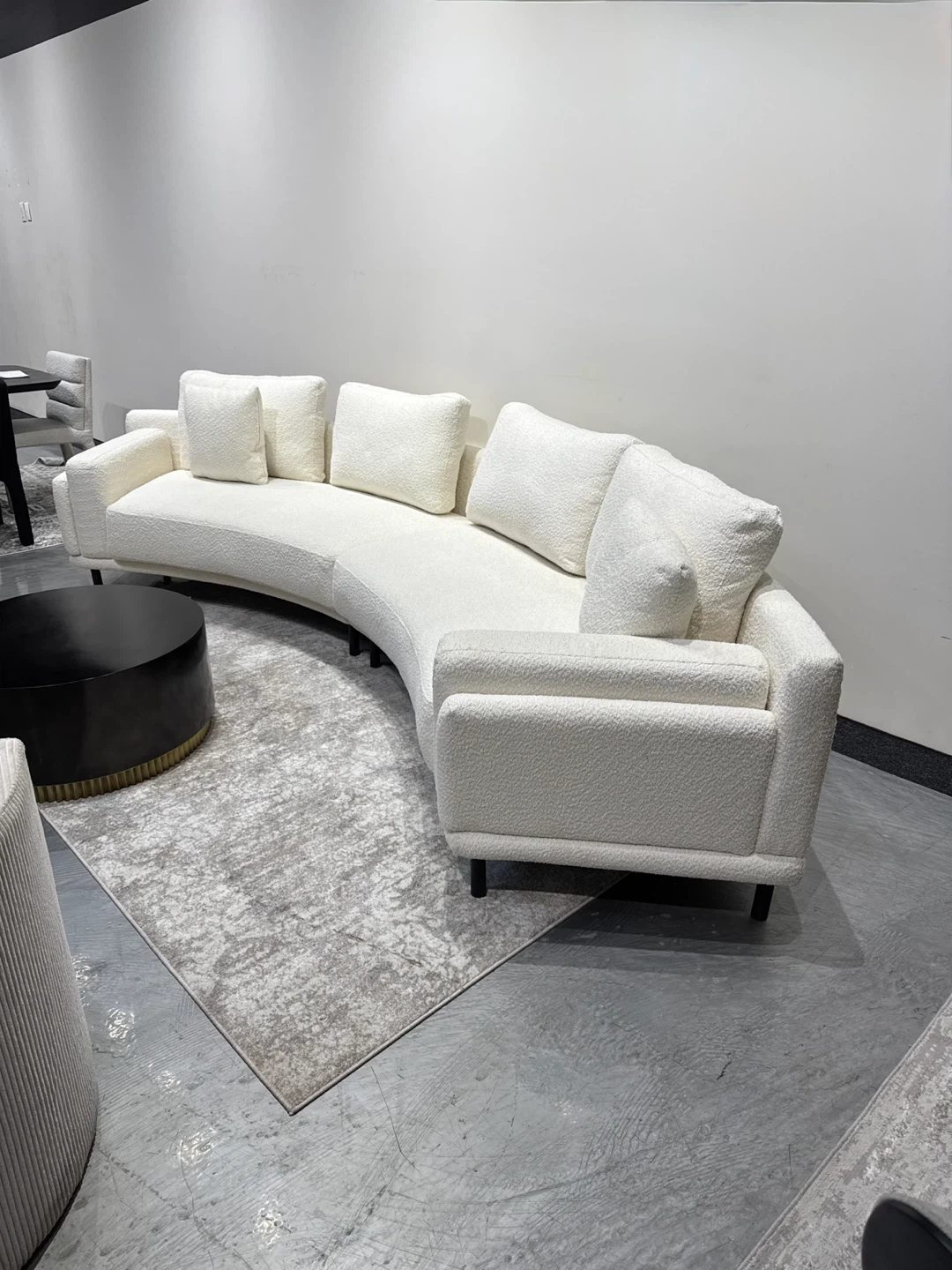 Curved Bouclé Sofa - White