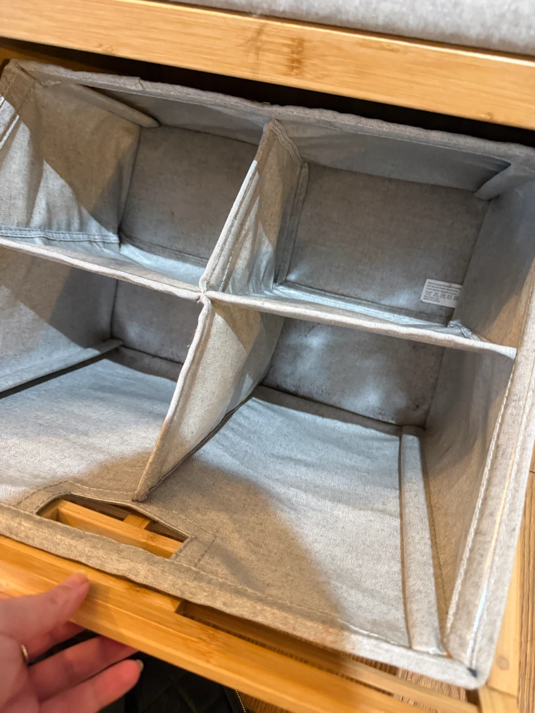 Bamboo Storage Bench with 4 Compartments - photo 3
