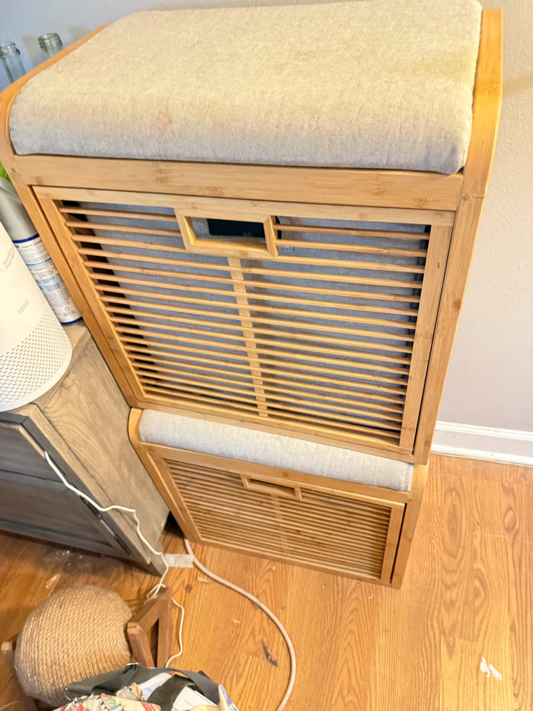 Bamboo Storage Bench with 4 Compartments