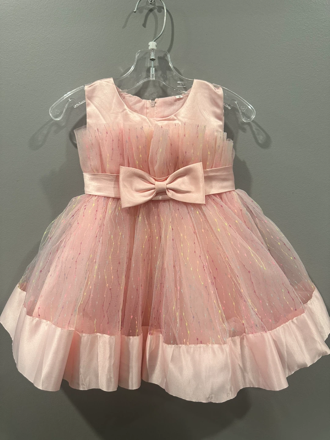 Pink Tulle Dress with Bow for 1-2year old