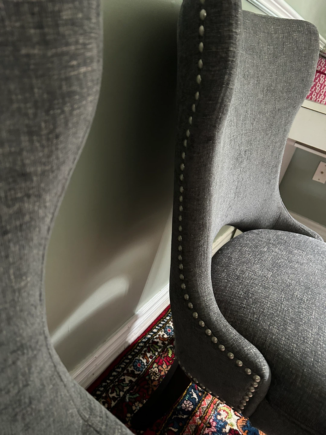 Gray Upholstered Dining Chairs with Studs (Set of 2) - photo 4