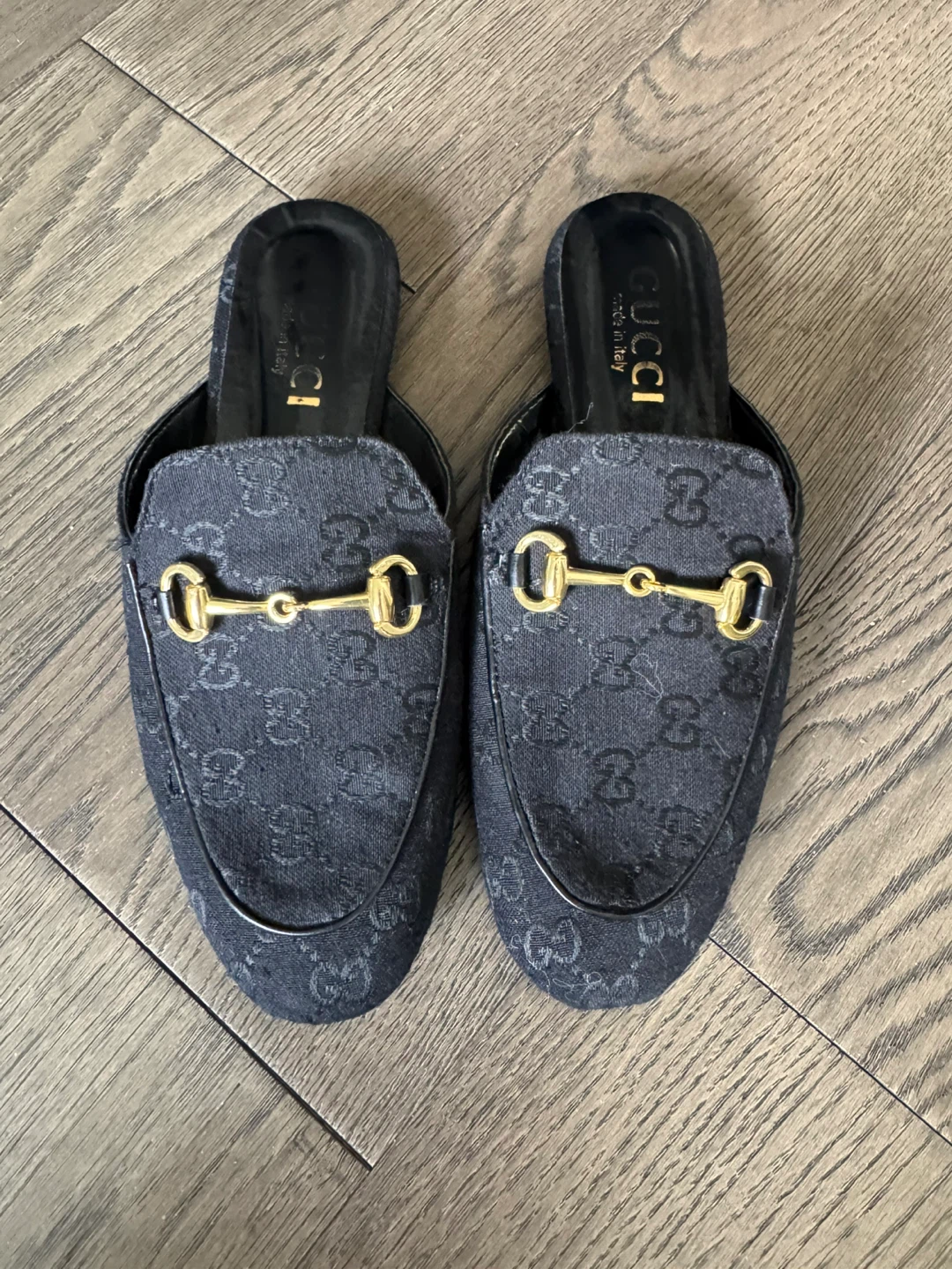 Gucci Black Monogram Mules Size 36