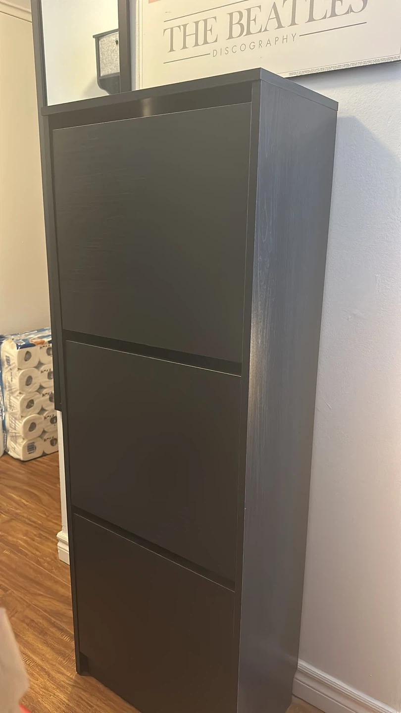 Ikea BISSA Shoe cabinet with 3 compartments, black-brown