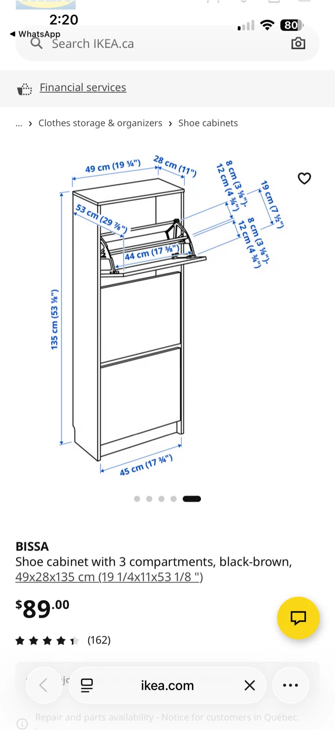 Ikea BISSA Shoe cabinet with 3 compartments, black-brown - photo 4