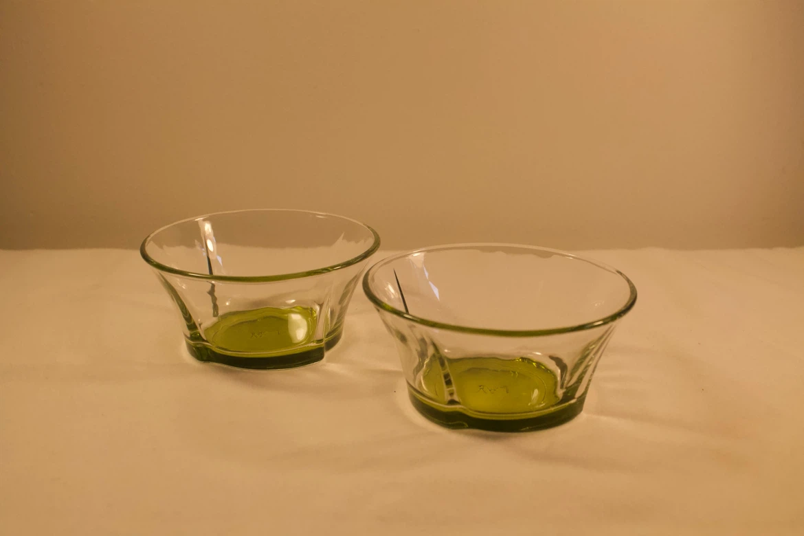 Olive Green Bowls, Turkish Glass by LAV