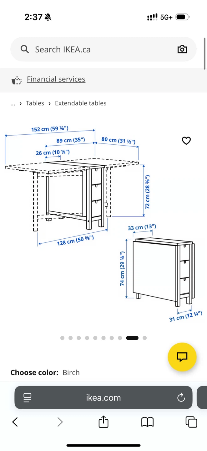 IKEA NORDEN Gateleg Table, Birch - photo 2