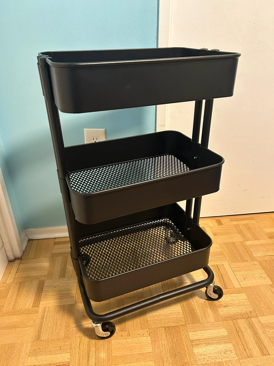 Black 3-Tier Rolling Utility Cart