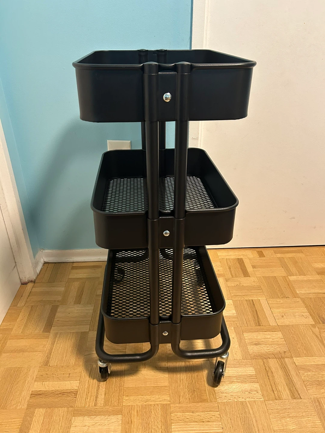 Black 3-Tier Rolling Utility Cart - photo 2