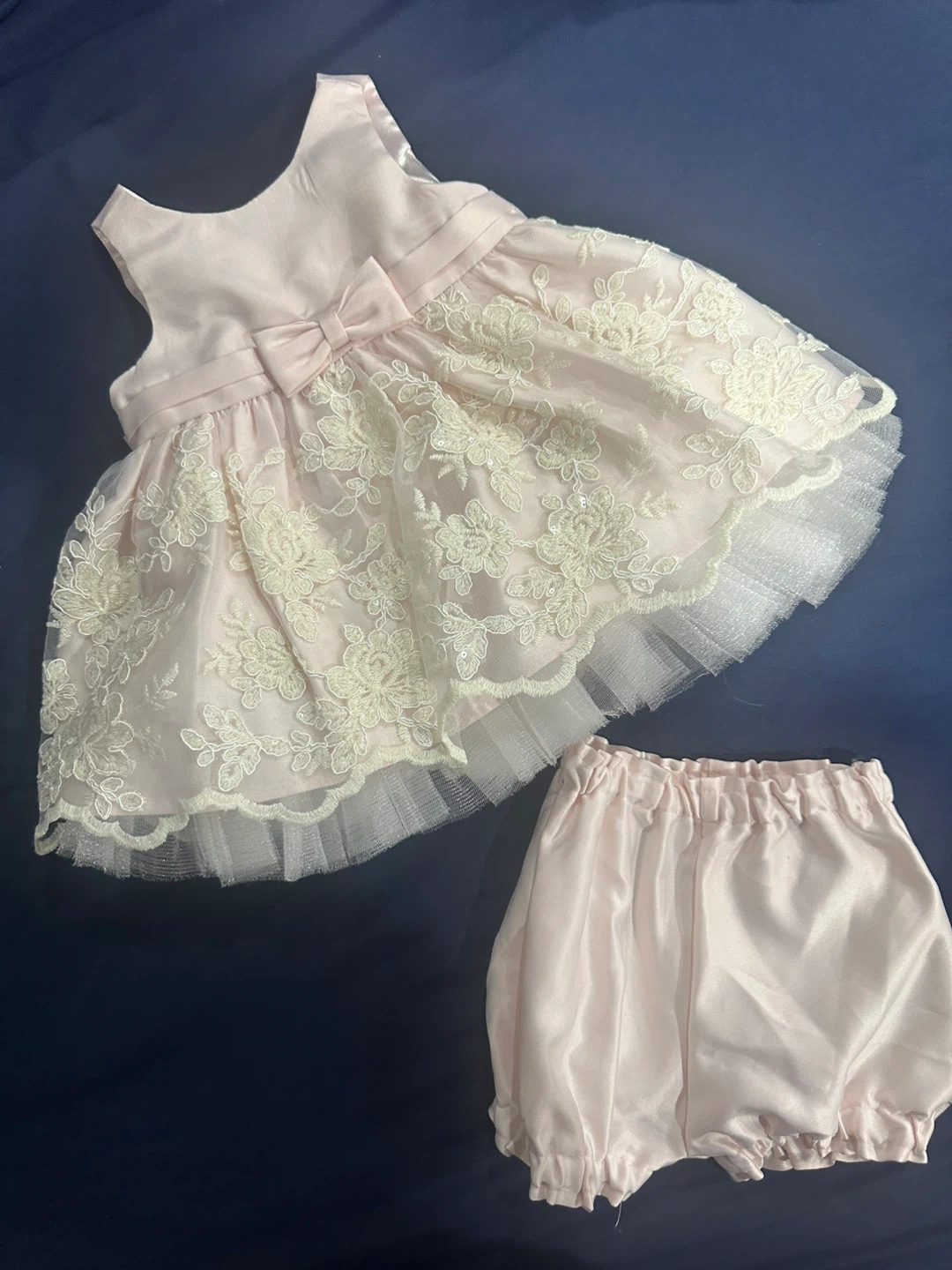 Baby Girl's Pink Lace Dress and Bloomer Set - photo 2