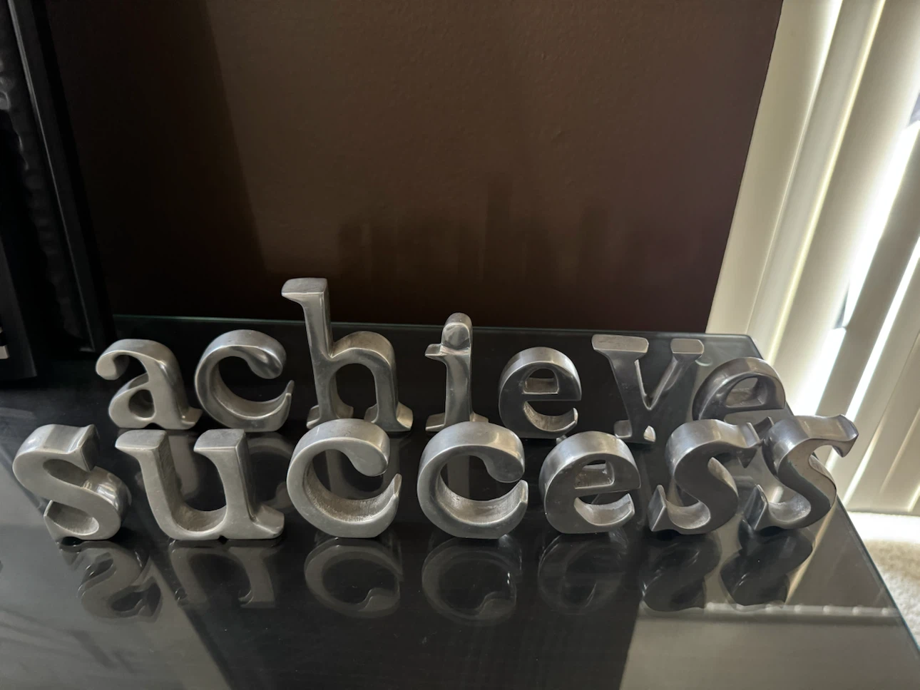 Metal "Achieve Success" Desk Decor Letters