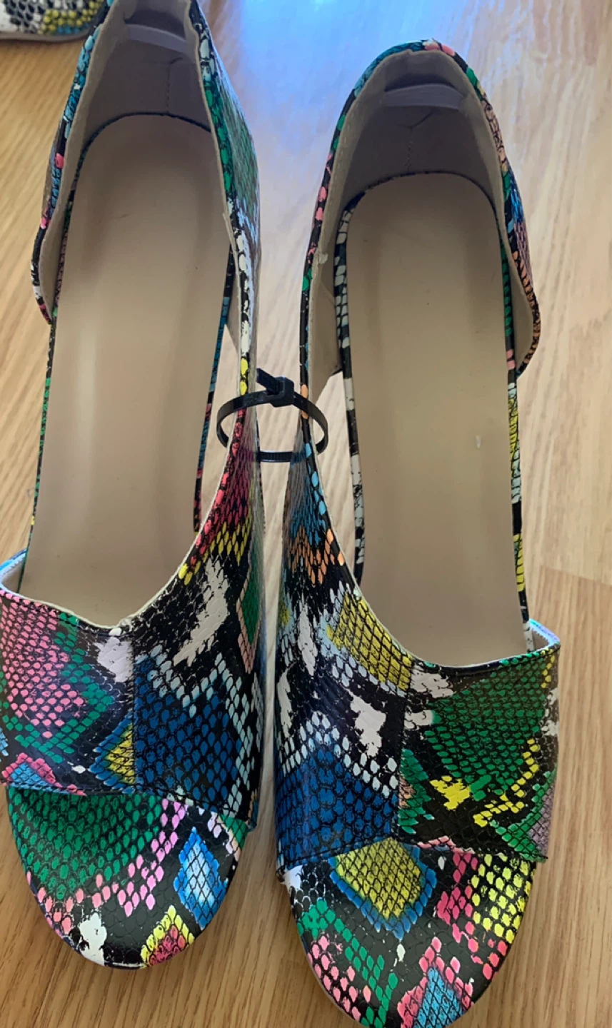 Colourful Snake Print Heels - Size 41