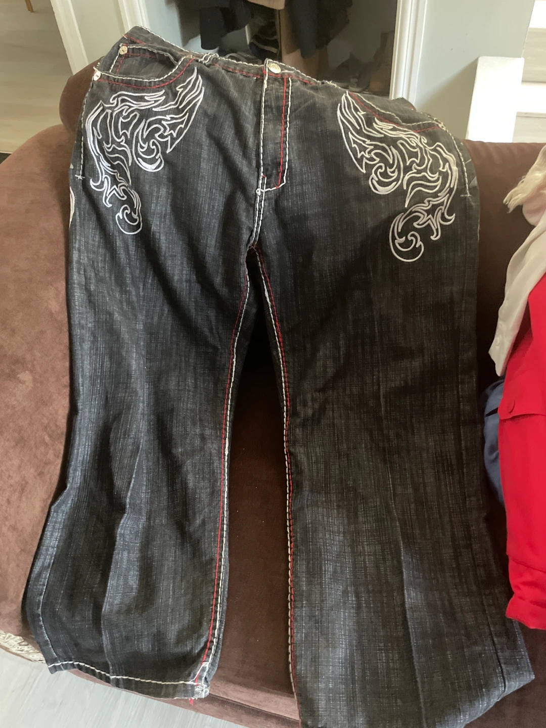 Victorious Jeans W42 L32 Black Denim with Eagle Design - photo 2