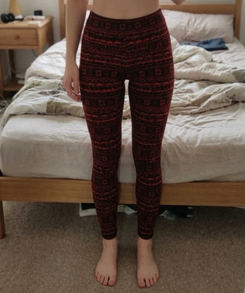 Red & Black Patterned Leggings