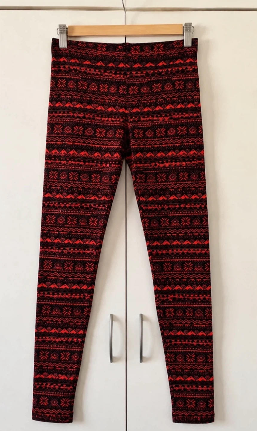 Red & Black Patterned Leggings - photo 3