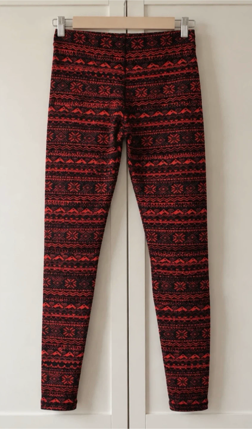 Red & Black Patterned Leggings - photo 4