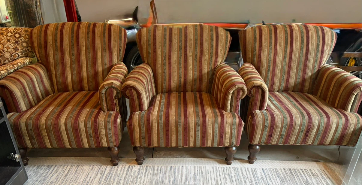 Striped Accent Chairs (Set of 3)