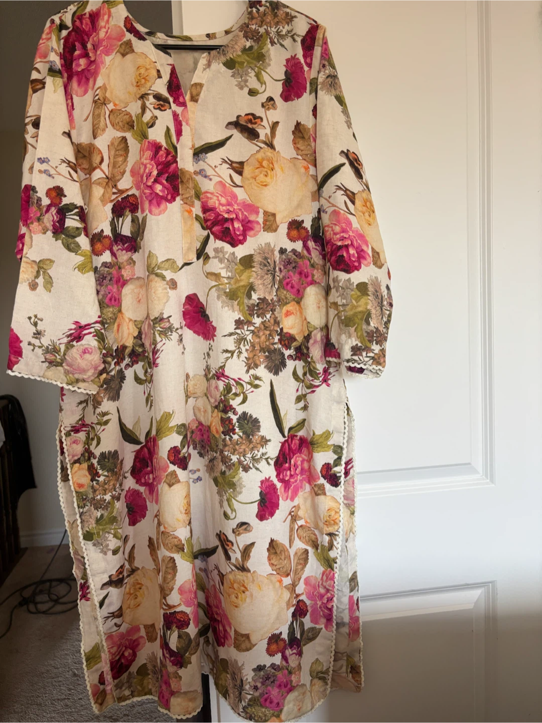 linen kurta winter season floral imported fabric