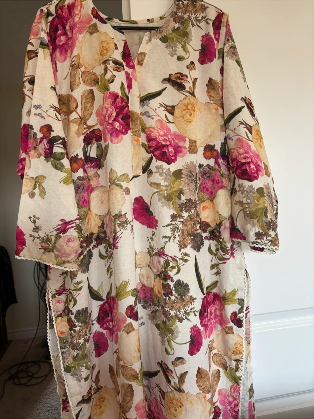 linen kurta winter season floral imported fabric - photo 3