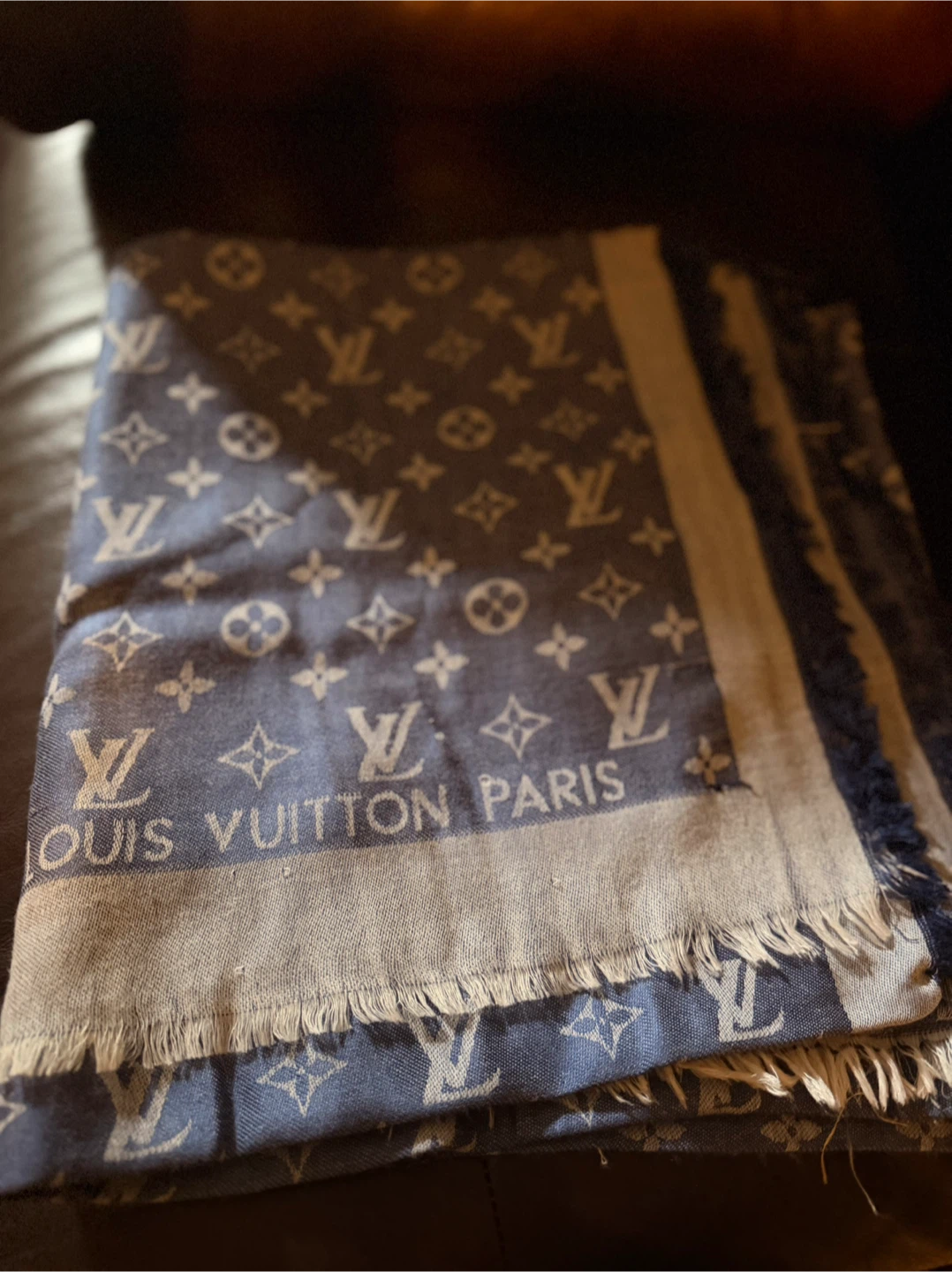 Stylish LV Inspired Light Blue Oversized Shawl Scarf EUC