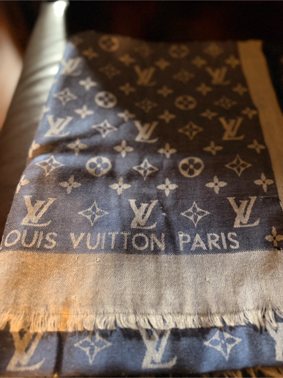 Stylish LV Inspired Light Blue Oversized Shawl Scarf EUC - photo 2